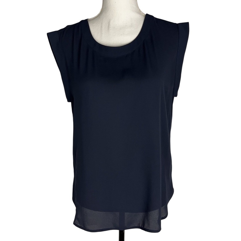 J. Crew‎ Dark Blue Sleeveless Blouse Crew Neckline Size 8
